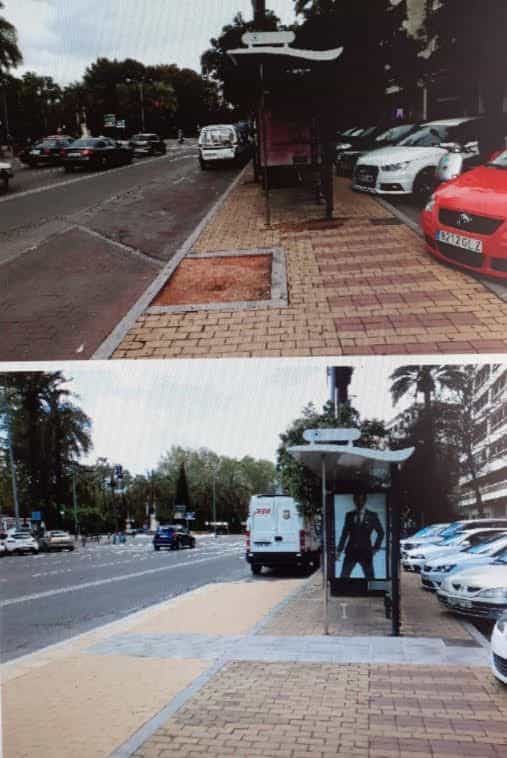 Prima e dopo l’adeguamento di accessibilità di una fermata AUCORSA a Córdoba