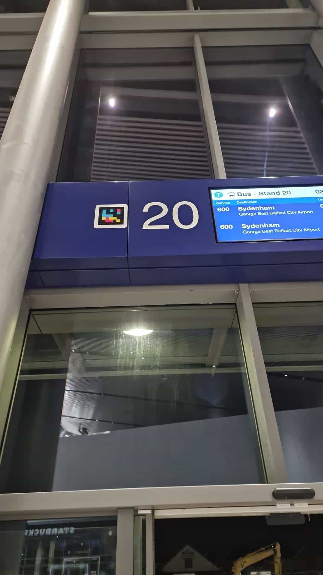 Belfast Grand Central — Stand 20 — Sydenham with NaviLens code