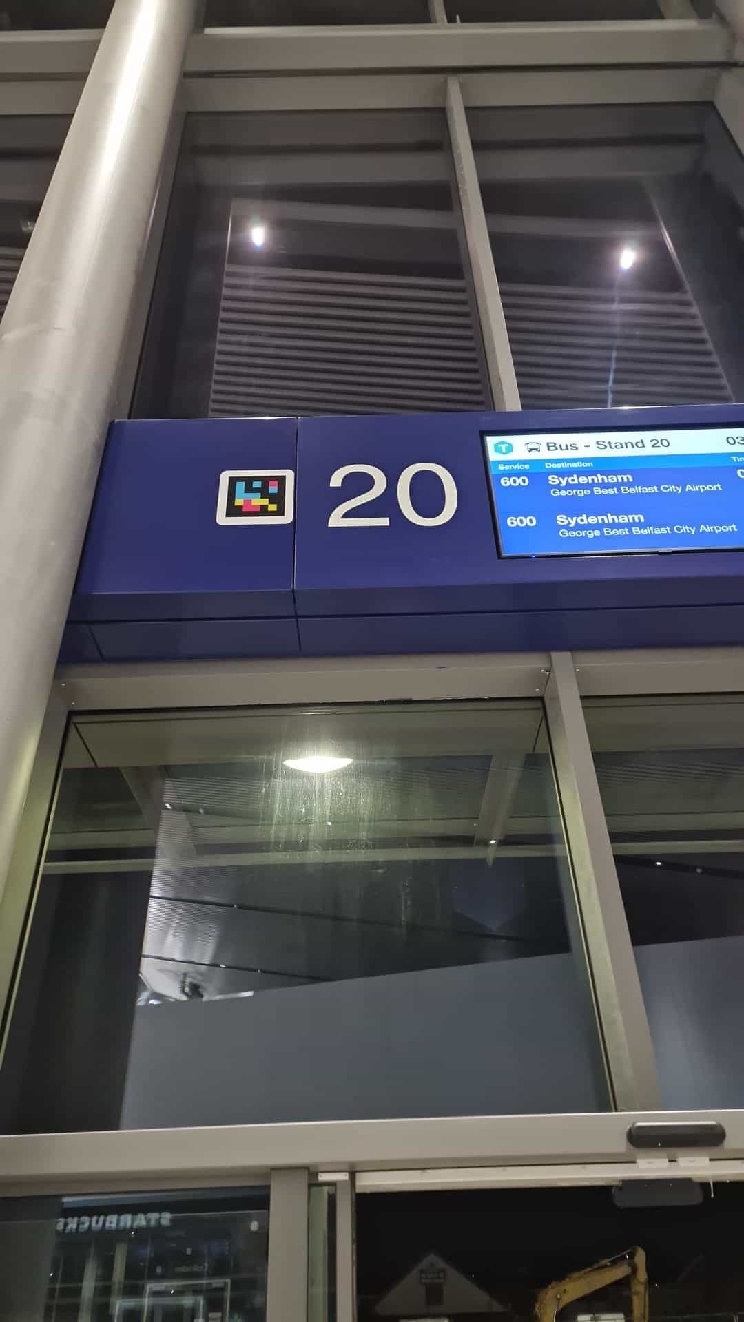 Belfast Grand Central — Stand 20 – Sydenham with NaviLens code