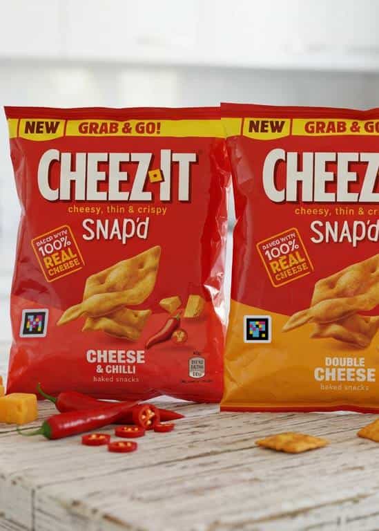 Cheez-It Snap'd · Double Cheese packaging with accessible NaviLens code