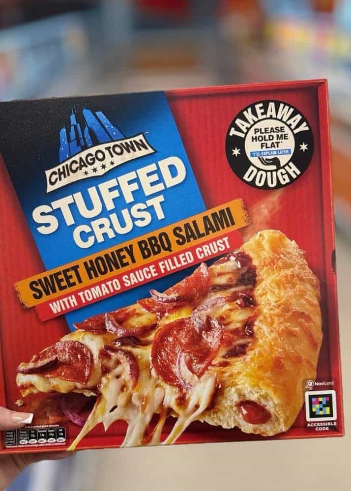 Chicago Town Original Deep Dish · Pepperoni packaging with accessible NaviLens code