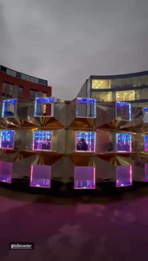 Emergence (Leicester) — Cubes in blue and magenta