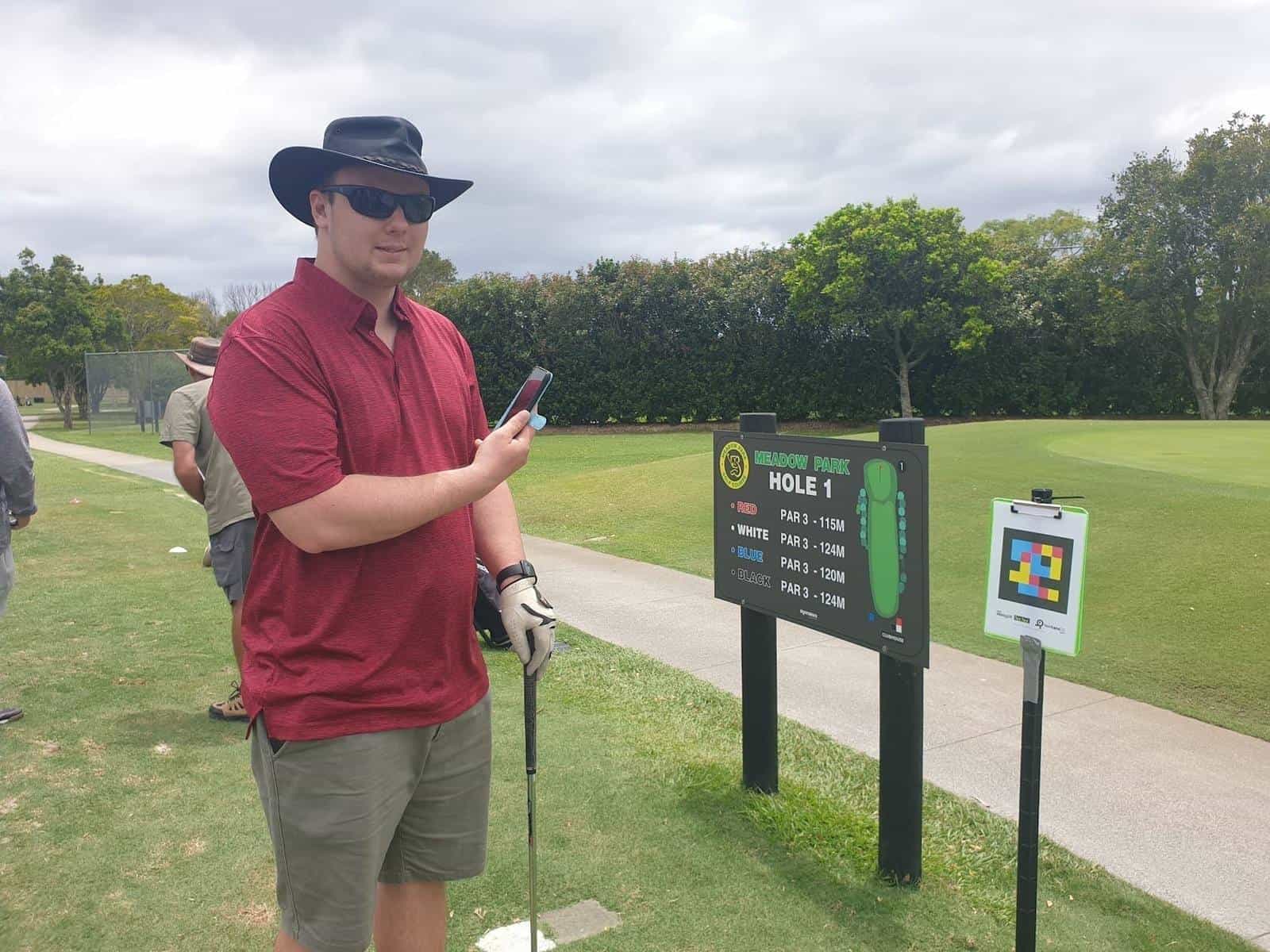 World Blind Golf · Meadow Park — The phone speaks, no aiming needed