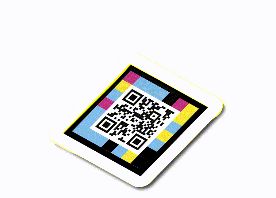 NaviLens Accessible QR Code (AQR): a standard QR code framed by the NaviLens colour markers in cyan, magenta, yellow and black