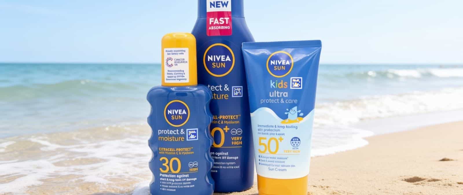 Tubo di Nivea Sun Protect & Moisture SPF 50+ con codice NaviLens.