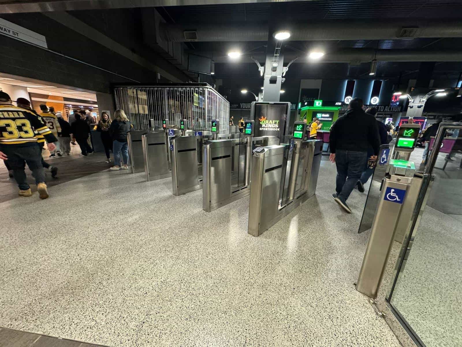 MBTA Commuter Rail — Overview of the fare control area with NaviLens code