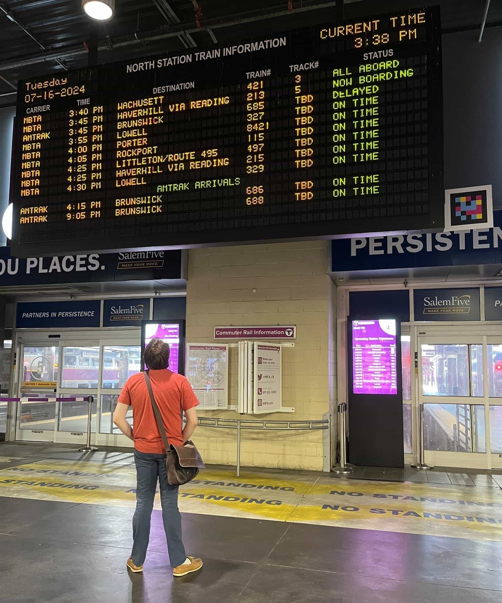 MBTA Commuter Rail — North Station Train Information with NaviLens code