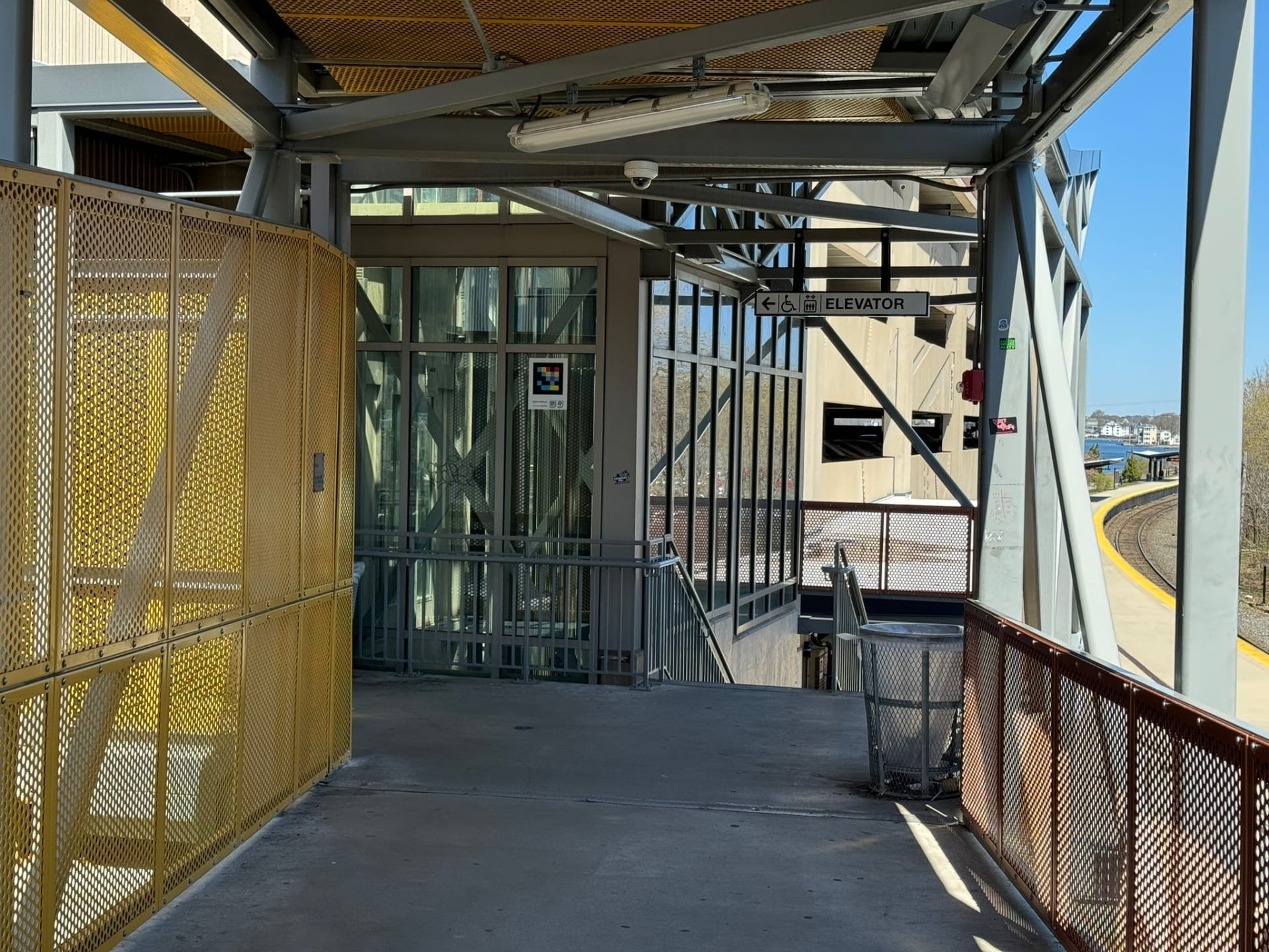 Salem MBTA — Code next to the elevator core with NaviLens code