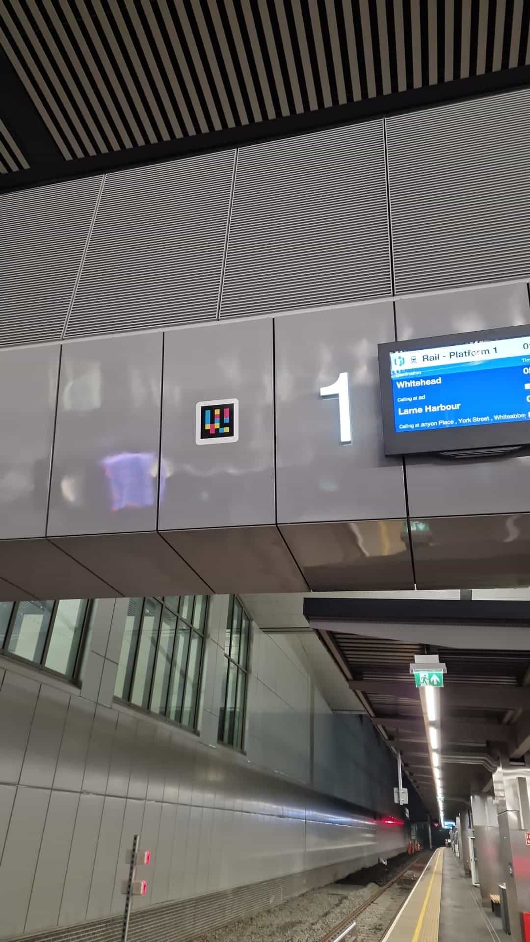 Belfast Grand Central — Platform 1 – Larne / Whitehead with NaviLens code